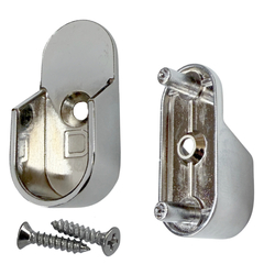 chrome oval closet rod rear pin brackets