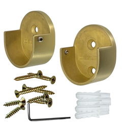 satin brass round closet rod end brackets