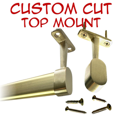 satin brass oval closet rod custom cut with top-mount brackets