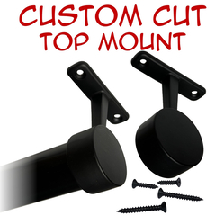 black round closet rod with top mount brackets and hardware kit