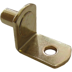 1/4" Polished Brass "Bracket" With Hole Shelf Support Pegs - 25 Pack
