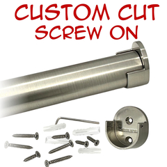 satin nickel round closet rod with screw-on wall brackets and hardware kit