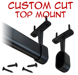 black oval closet rod custom cut with top-mount brackets