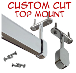 custom cut chrome oval closet rod with screw-on brackets kit