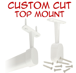 white oval closet rod custom cut with top-mount brackets