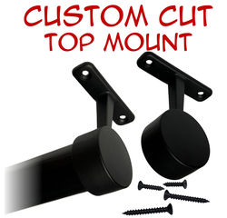 black round closet rod with top mount brackets and hardware kit
