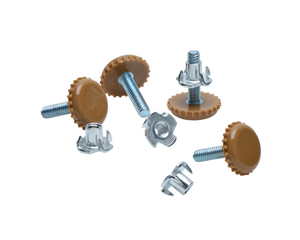 Brown Nylon Furniture Levelers - 1/4" Threaded Shank w/T-Nuts - 400 Lb. Total Capacity - Set of 4