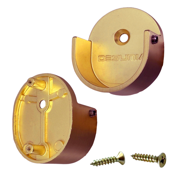 satin brass round rear pin closet rod end brackets