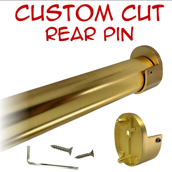 satin brass round closet rod with rear pin wall brackets and hardware kit