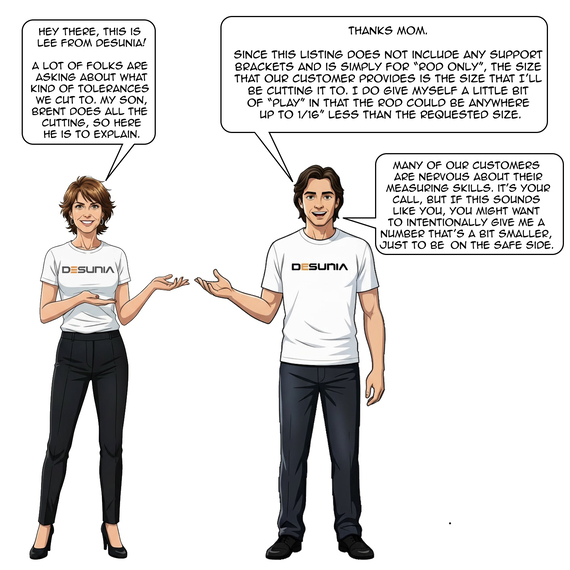 explanation of tolerance for custom cut oval closet rod