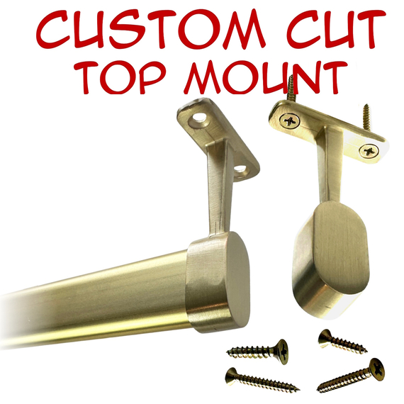 satin brass oval closet rod custom cut with top-mount brackets