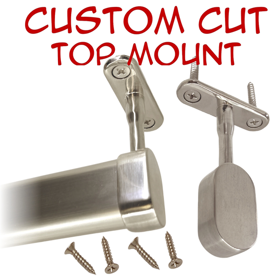 satin nickel oval closet rod custom cut with top-mount brackets