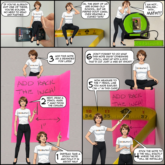 instructions on how to accurately measure for a closet rod