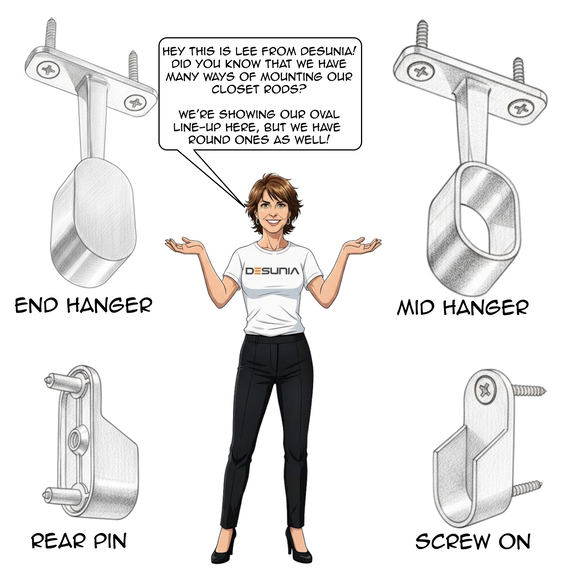 closet rod bracket compatibility with different mounting styles illustration