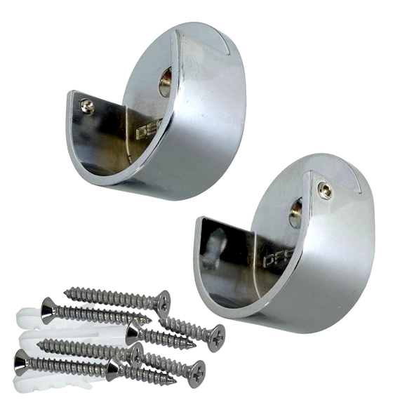 polished chrome round closet rod end brackets
