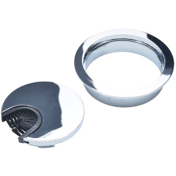 2-Piece Polished Chrome Wire Grommet w/ "Brush" Opening