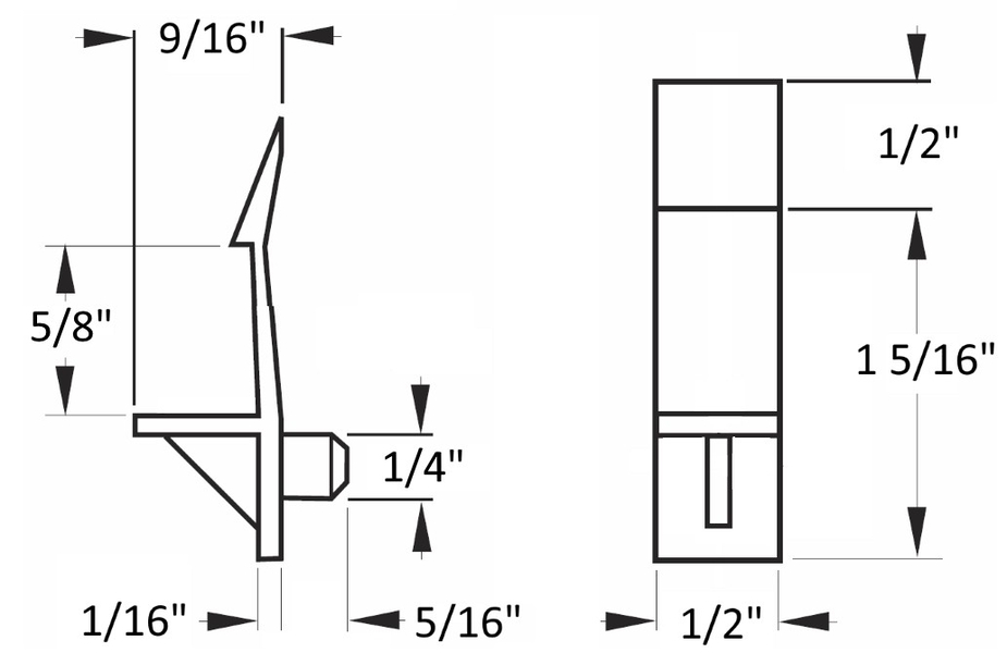 1/4" SelfLocking Shelf Support Pegs for 5/8" Thick Shelves